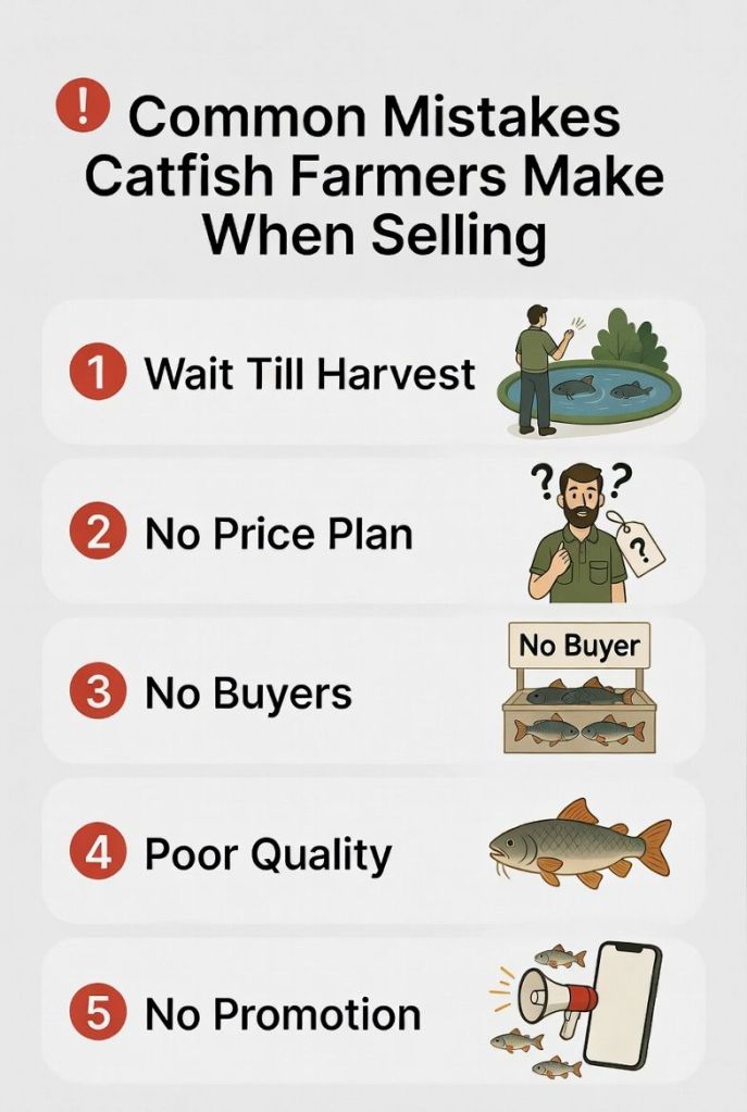 common mistakes catfish farmers make such as waiting till harvest poor pricing lack of buyers and no promotion